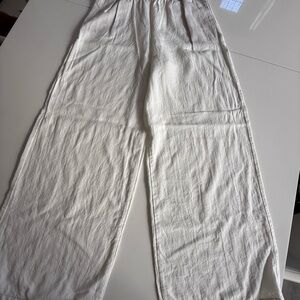 Zara White Elastic Waist Casual Pants